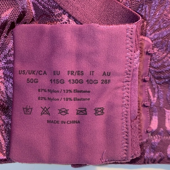 50G Wirefree Lace Purple Bra Mesh Pretty Sturdy 4 Hooks Softly Lined No Padding - Picture 9 of 10